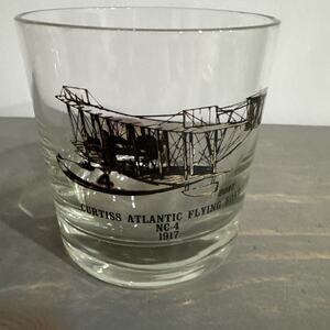 Vintage ‘Plane’ Bar Glass Tumbler 3 1/2" Curtis Atlantic Flying Boat NC-4 1917